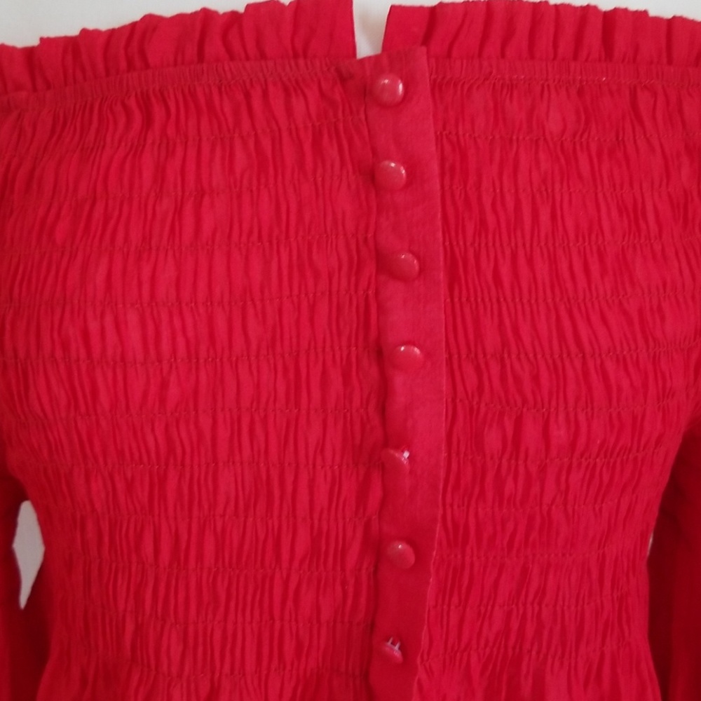 Red Lace Off the Shoulder Top NWOT - Picture 2 of 5